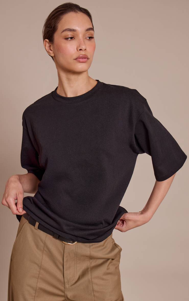 Noir T-shirt Oversize Coupe Boxy