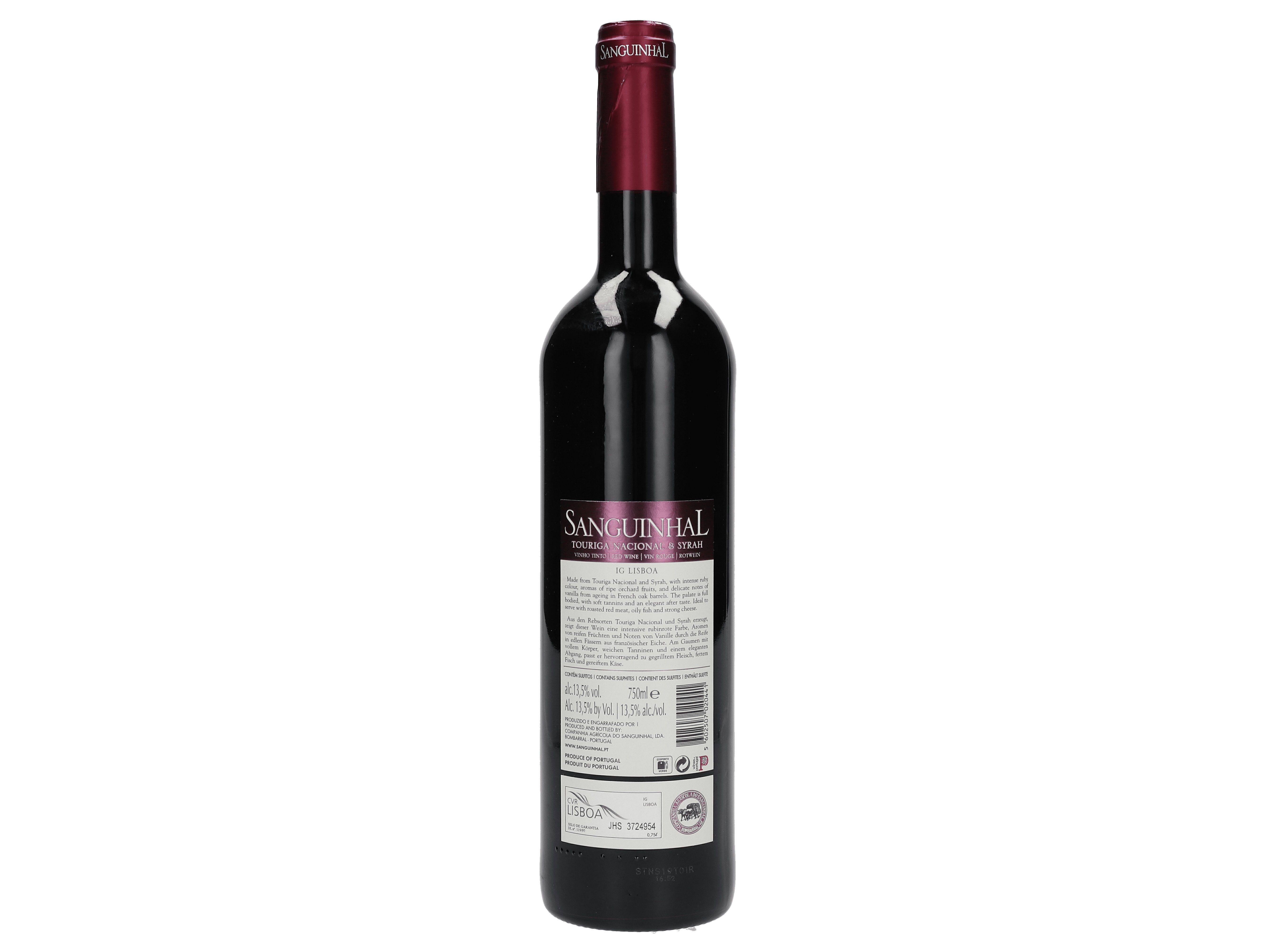 VINHO TINTO SANGUINHAL SYRAH TOURIGA NACIONAL 0.75L