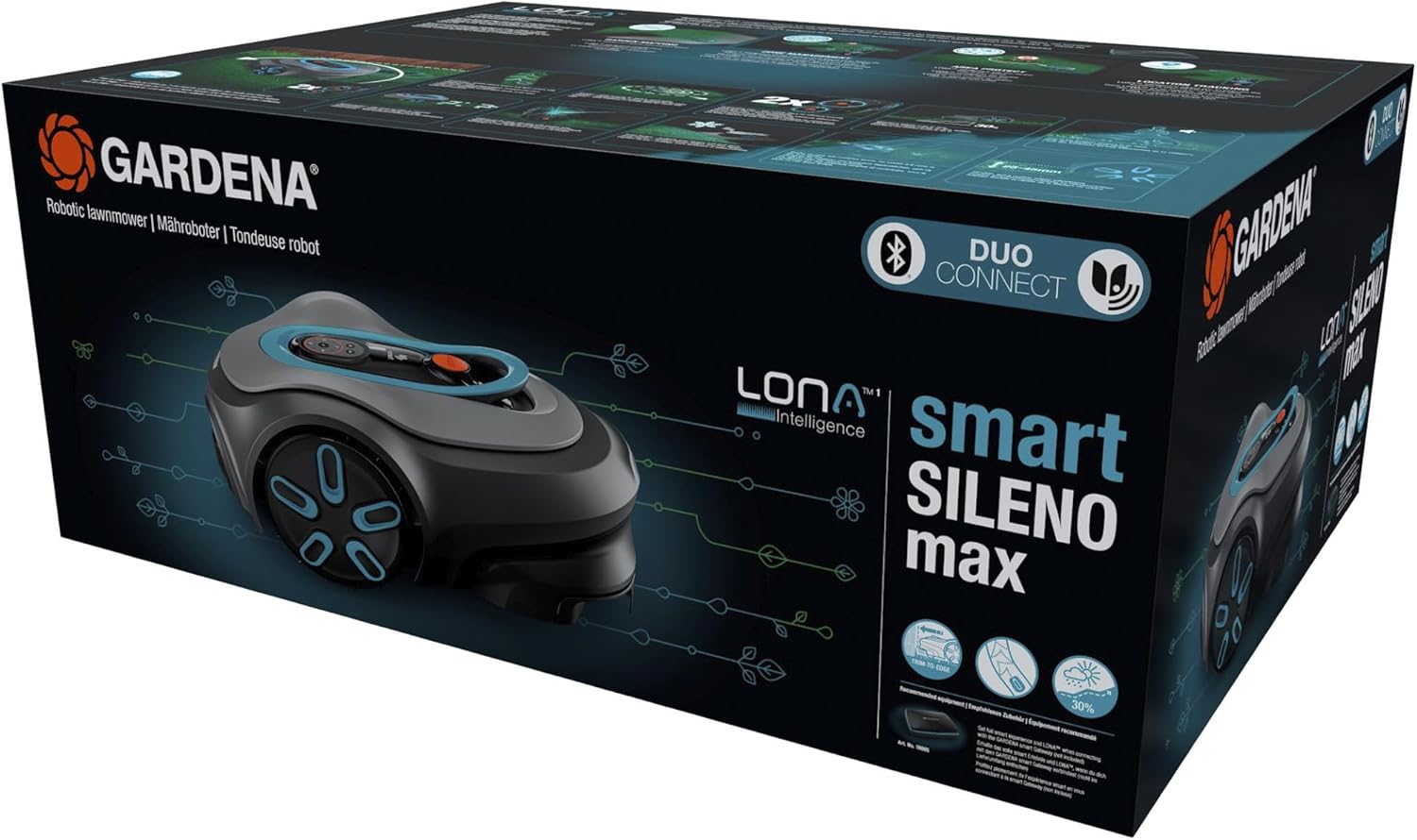Gardena smart SILENO max 1500 m² Mähroboter, für Rasenflächen bis 1500 m², LONA Intelligence, Trim-to-Edge, DuoConnect, leiser Betrieb, intelligenter Mäher mit App Steuerung (19903-20)
