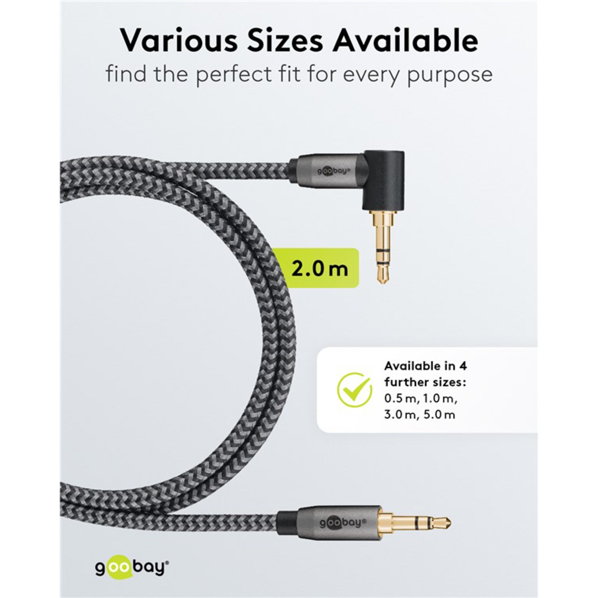 goobay Kabel Plus Audio Verbindungskabel AUX 3,5mm stereo, 90°