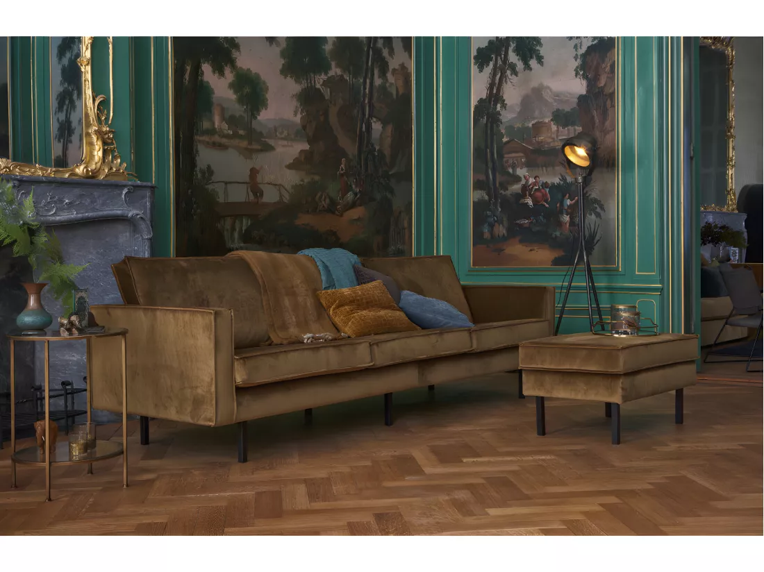 Bronco - Grand canapé 4 places vintage velours - Bronze