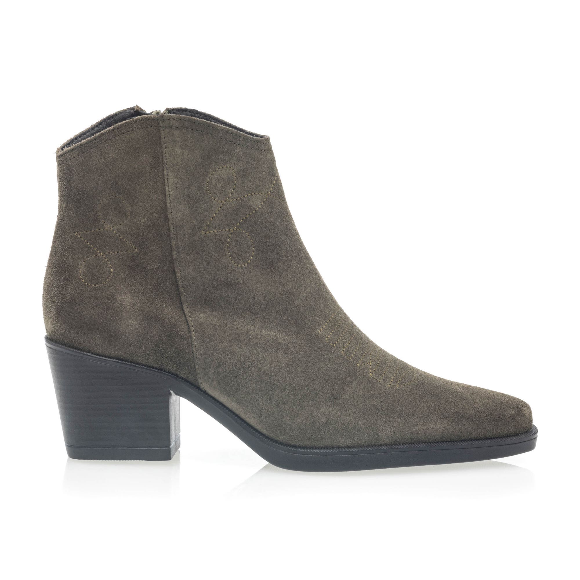 Santiags à talon Femme en cuir kaki