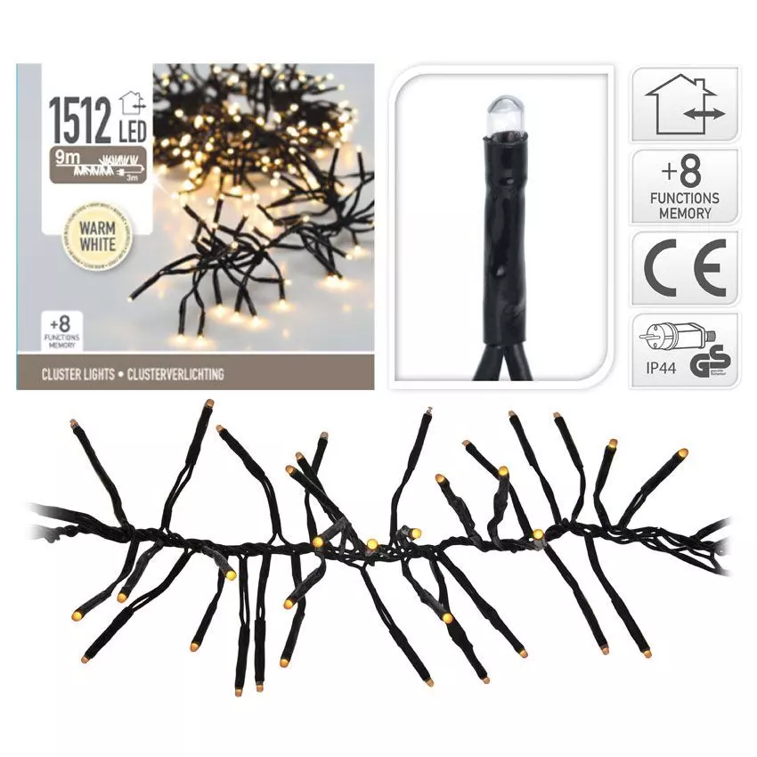 Guirlande lumineuse 11 m 1512 LED câble noir Boa Blanc chaud