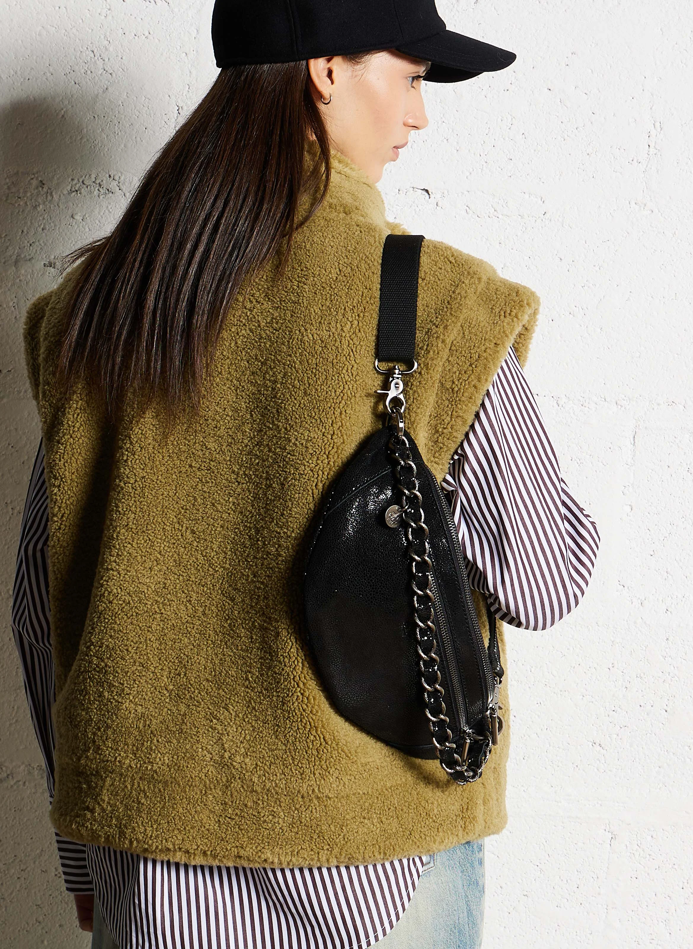 PETRA - Sac banane en cuir | Noir