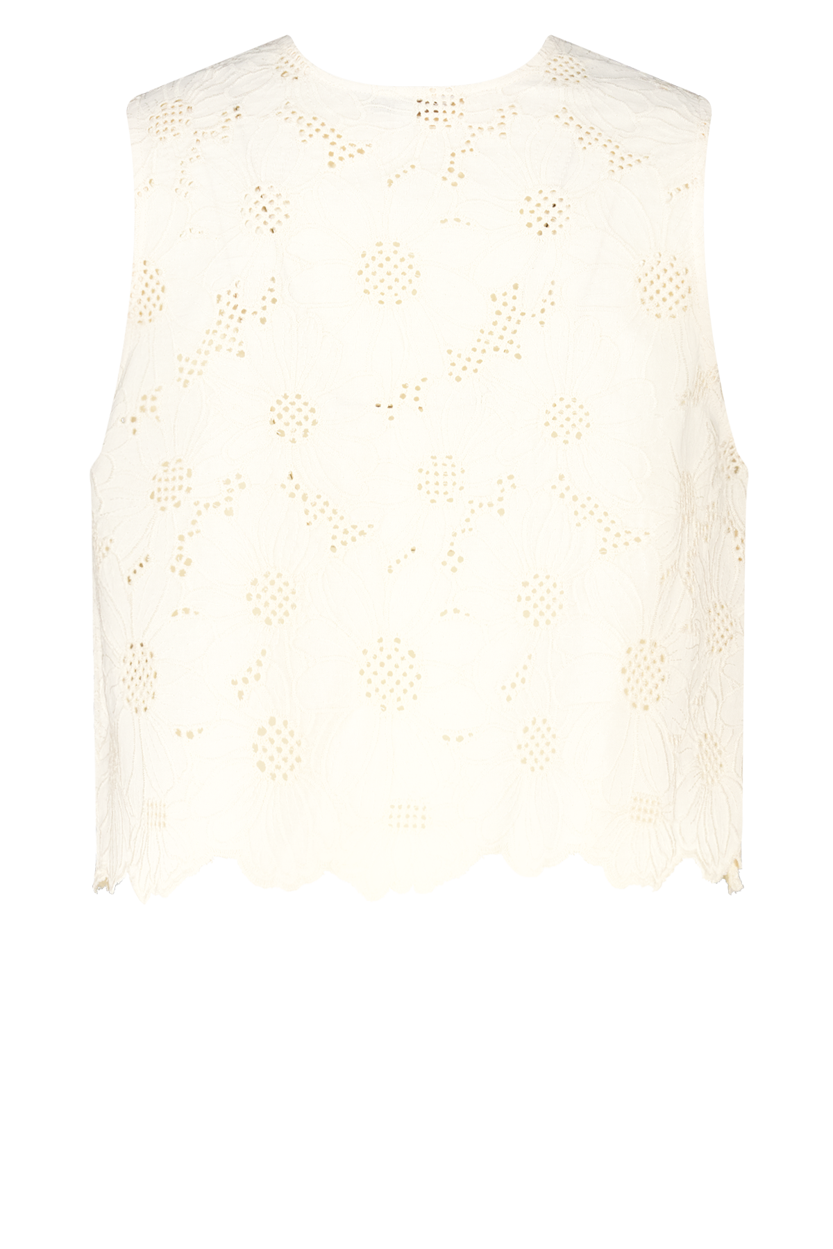 Gilet van katoen met broderie Cream