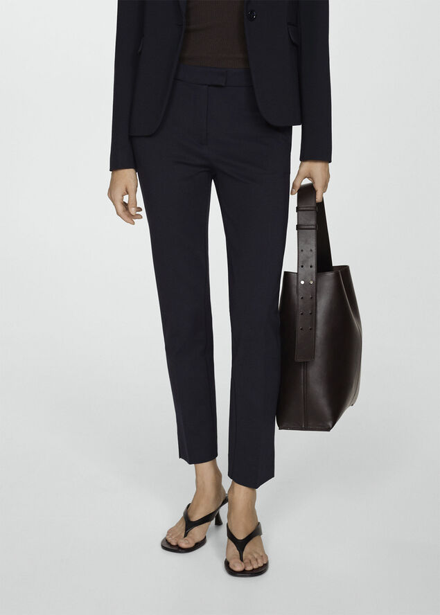 MANGO Pleated suit trousers Navy