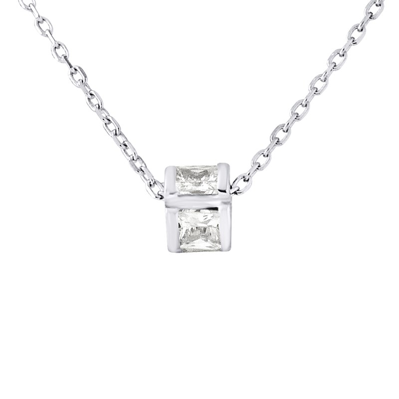Collier TONNEAU - Oxydes de zirconium - Argent 925
