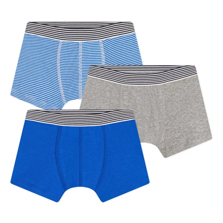 Petit Bateau Lot 3 Boxers Rayés | Bleu