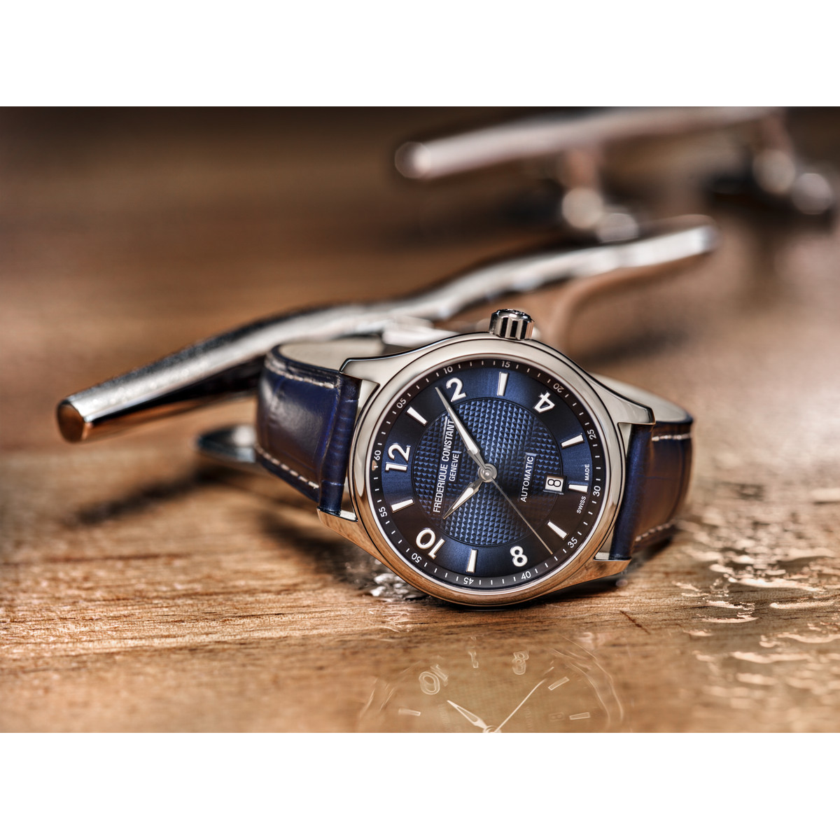 Montre Frederique Constant homme acier cuir