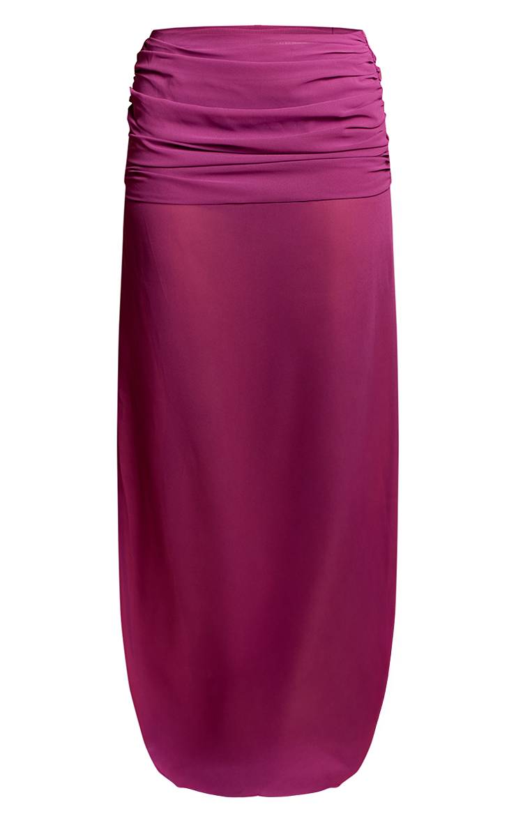 Fuchsia Ensemble Jupe Longue En Mousseline Avec Ceinture Froncée