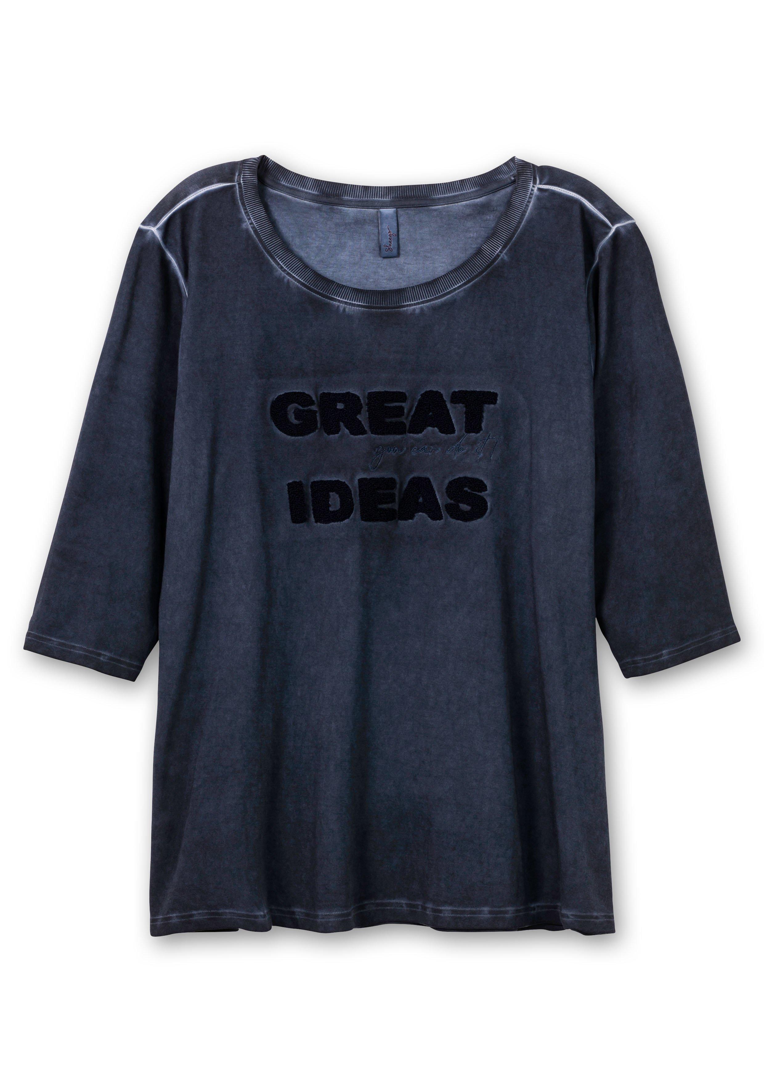 Shirt mit 3/4-Arm und Teddy-Stickerei vorn