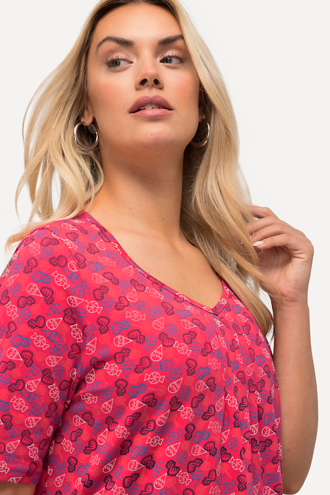 T-Shirt, A-Linie, Zierfalten, Herzausschnitt, Halbarm