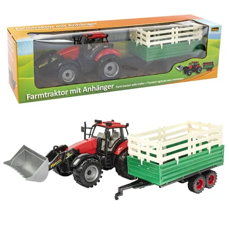 Idena 3480004 Traktor mit Anhänger, 1 Stück, 4-fach sortiert