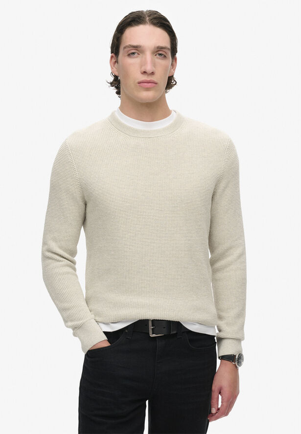 Superdry TEXTURED CREW KNIT JUMPER Light grey