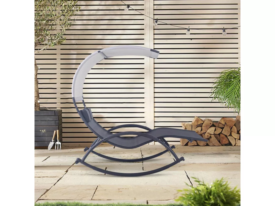Transat de jardin double à bascule avec auvent HEIRA