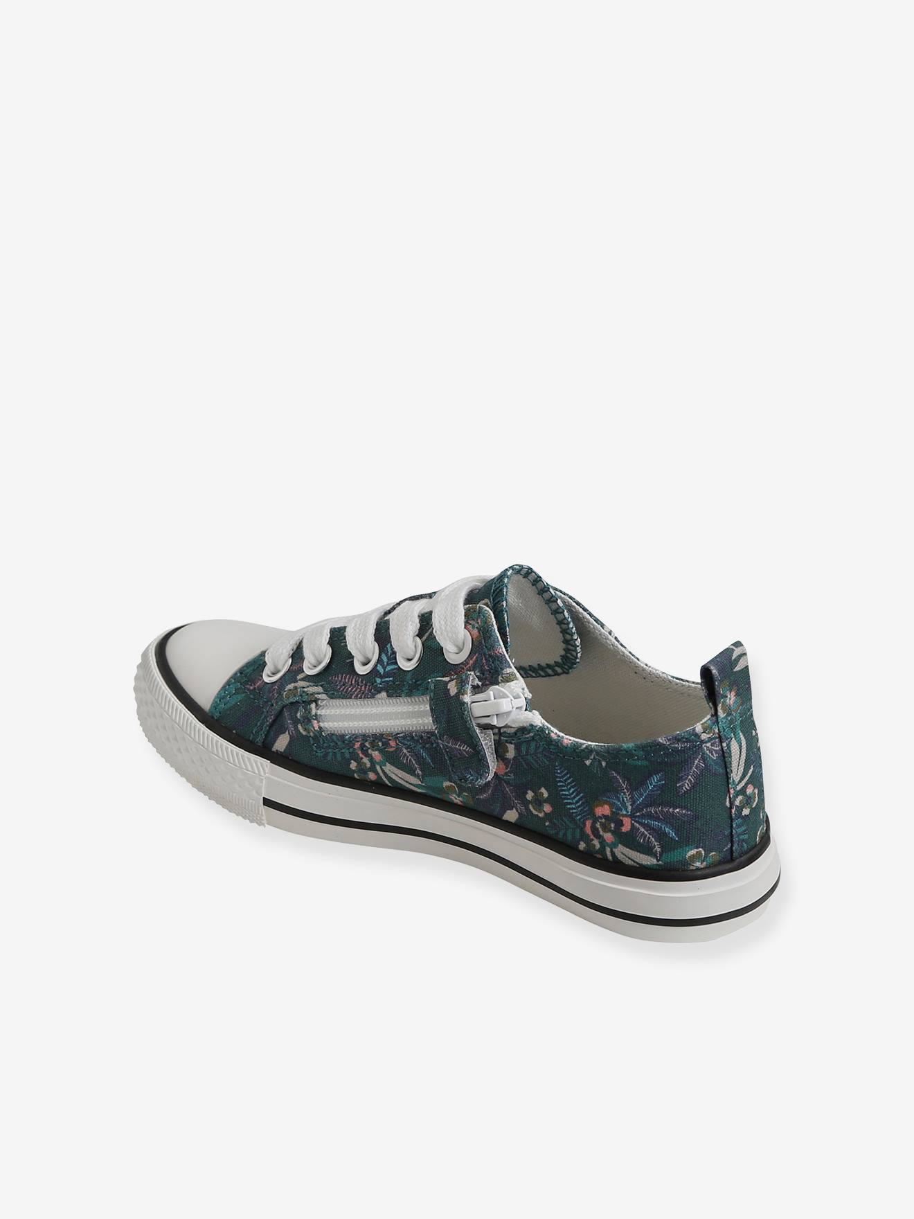 Tênis de lona estilo fantasia para meninas, estampa verde escura