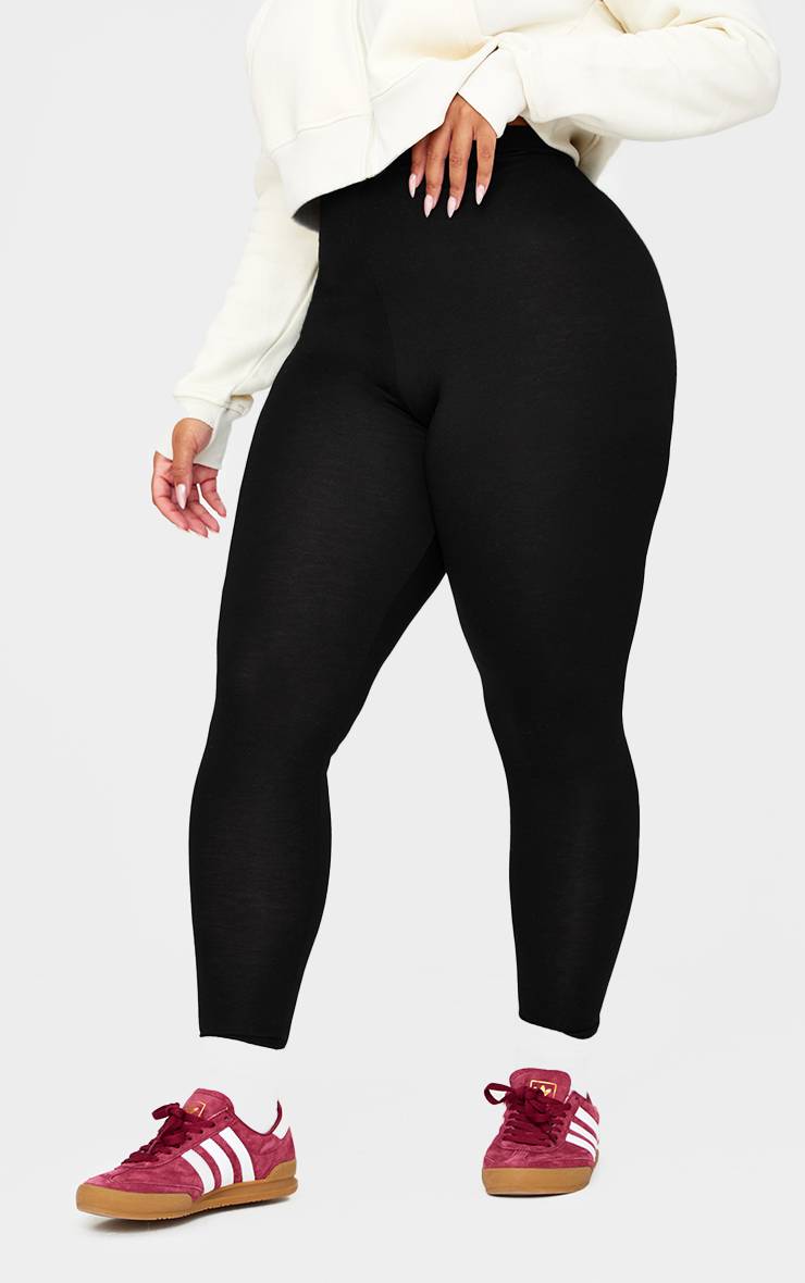Noir Legging Taille Haute En Jersey Basic Plus
