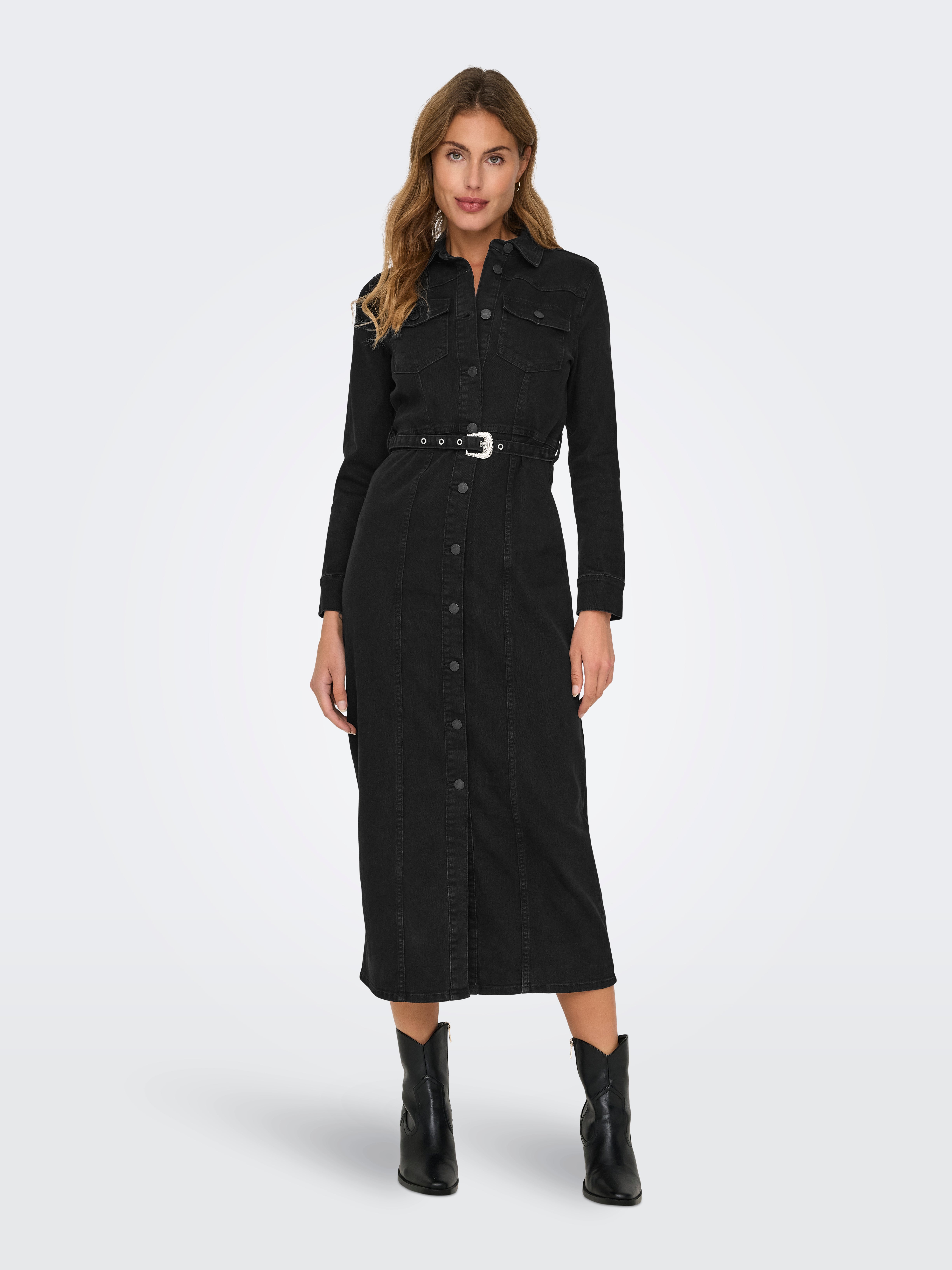 ONLMYTH Langes Kleid Washed Black