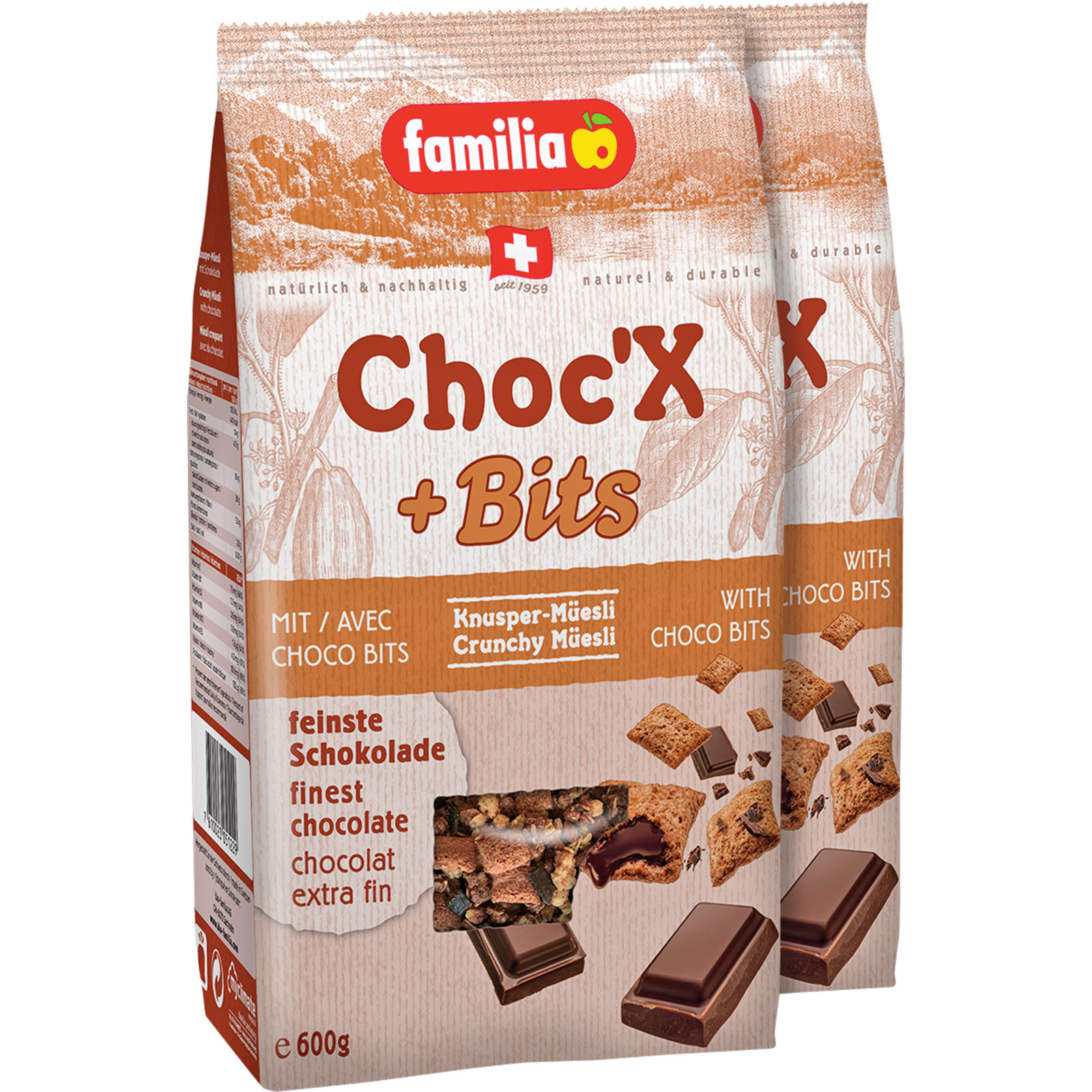 Familia Choc'X + Bits 2 x 600 g