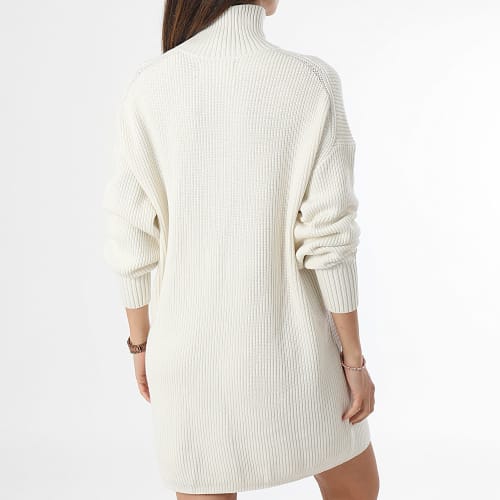 Robe Pull Col Montant Femme 1992 Beige