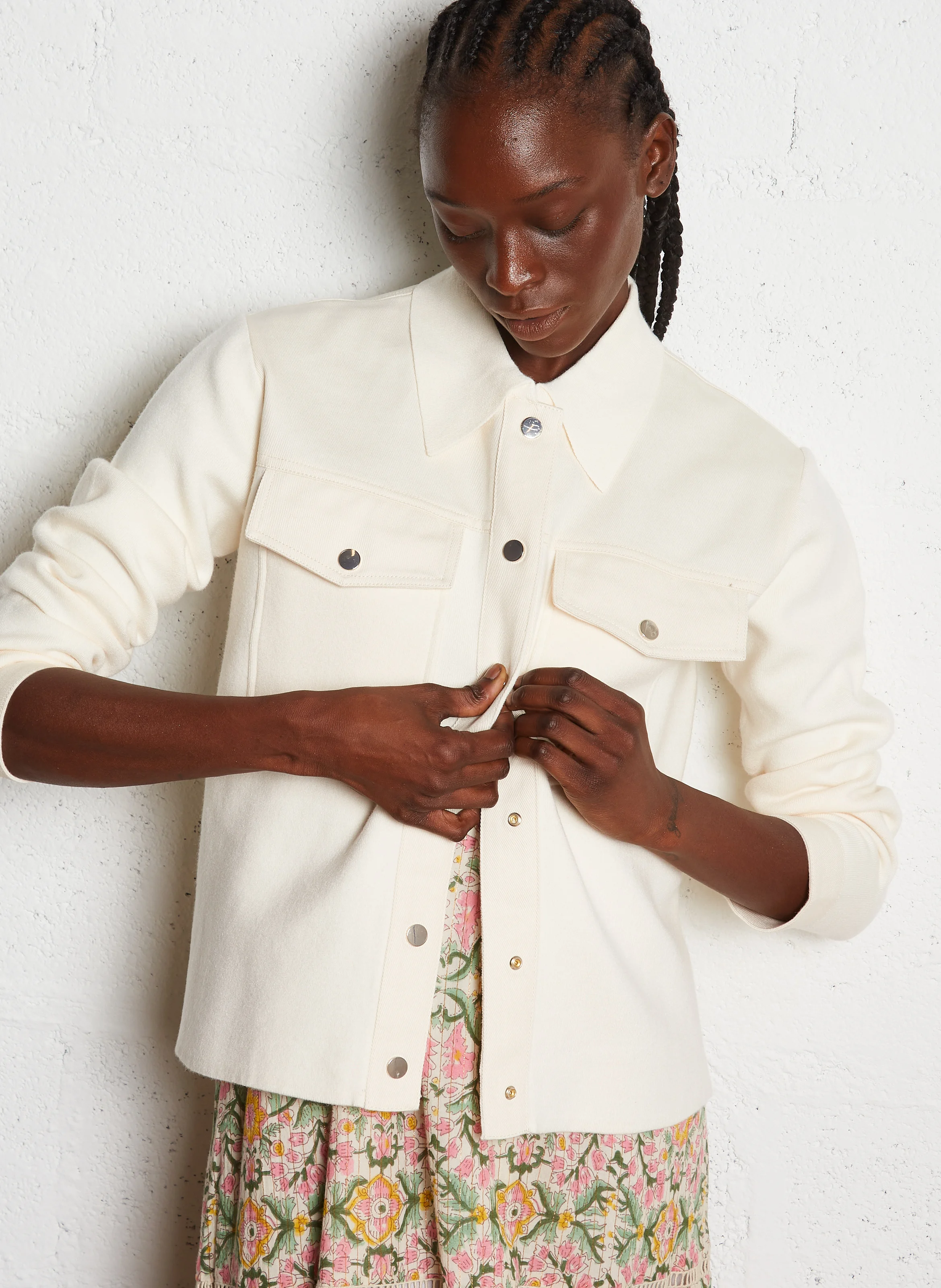 CURT - Veste droite à col classique | Blanc