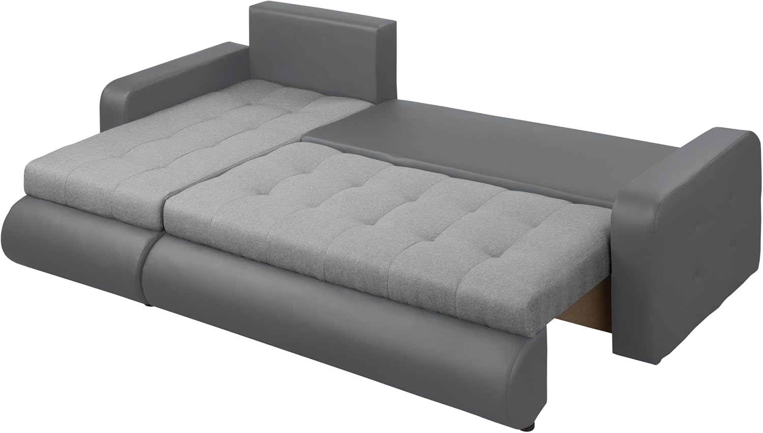 Fabio Ecksofa mit Schlaffunktion und Bettkasten - Sofa mit 3 Sitzen Überzug - Schlafcouch L-Form Universal - Modern Couch - 226x143x83 cm - Grau-Grau