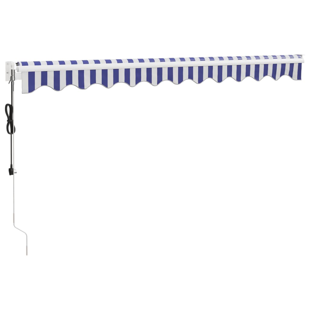 Auvent rétractable automatique bleu et blanc 3,5x2,5 m