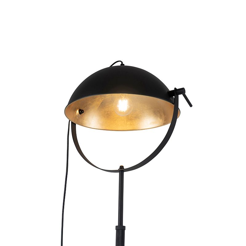 Vloerlamp zwart met goud 35 cm verstelbaar - Magnax