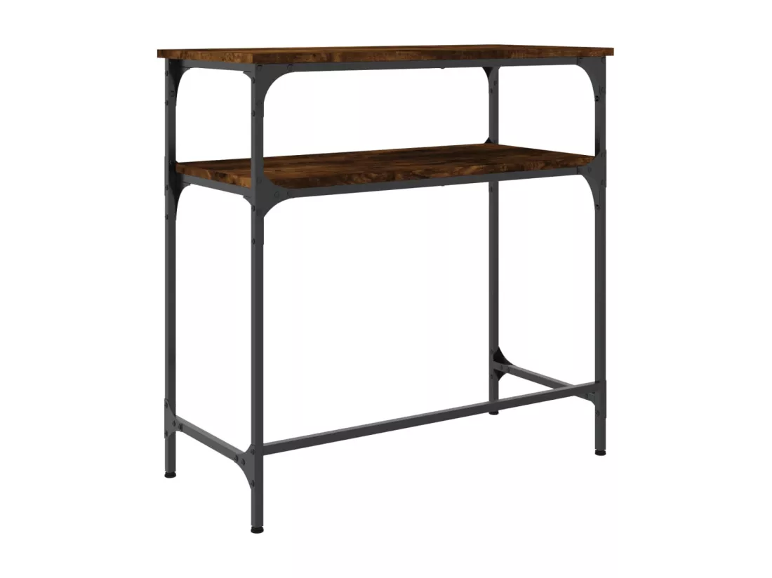Table console chêne fumé 75x35,5x75 cm bois d'ingénierie