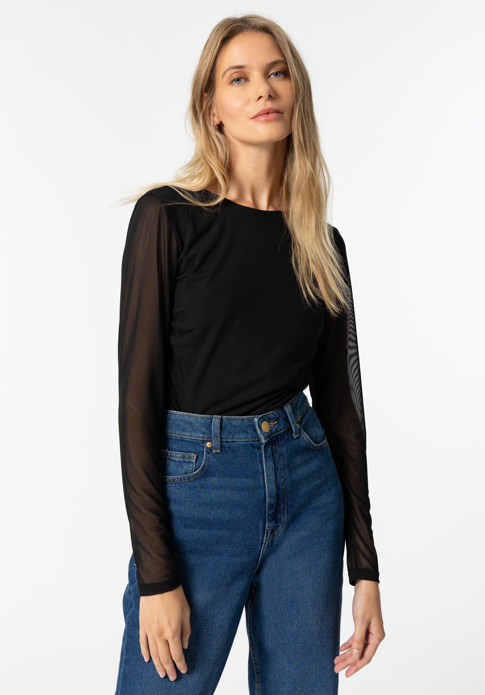 T-shirt Mesh com Franzidos Laterais