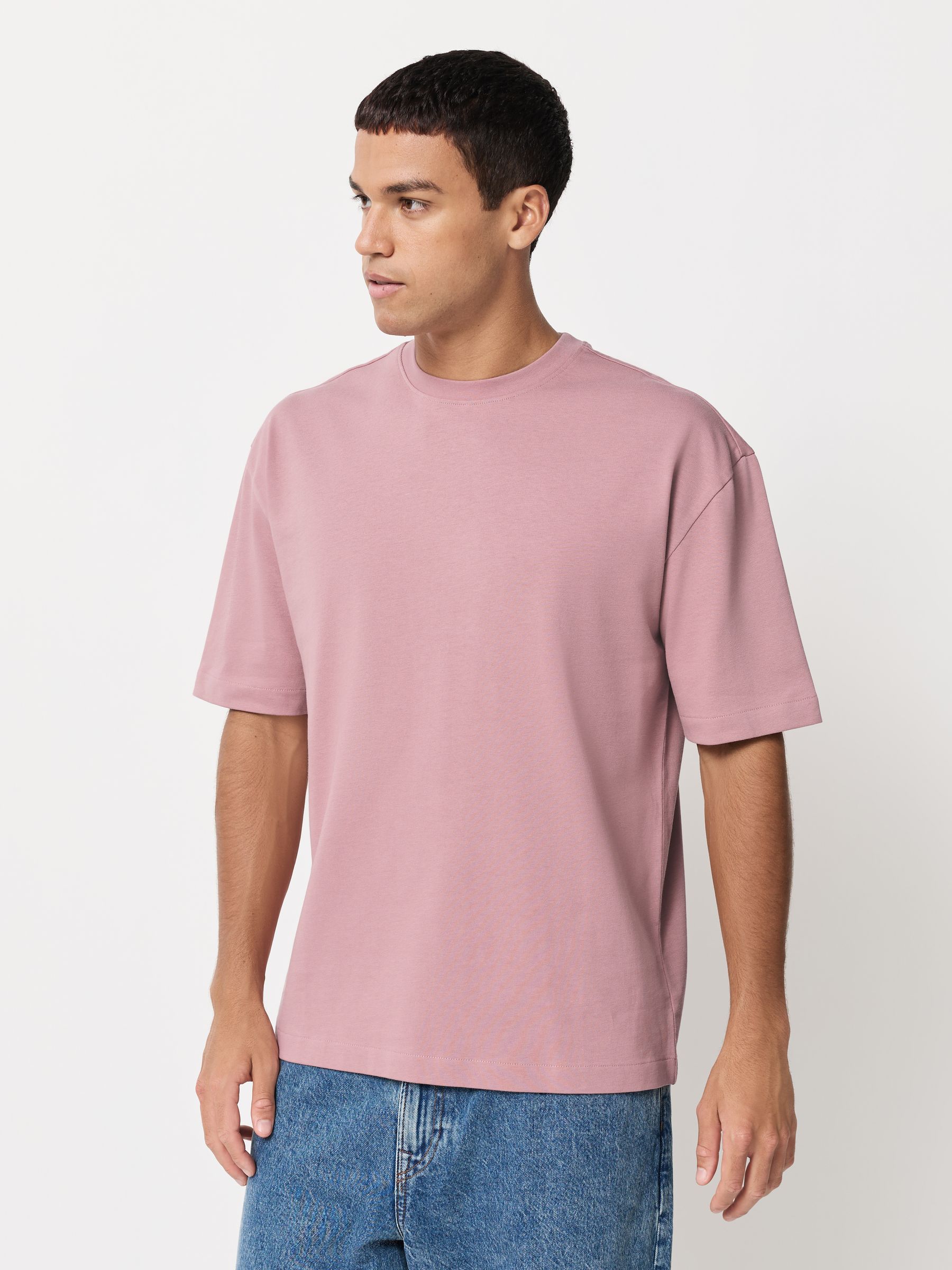 PastelGroen/Blauw/Ecru/leigrijs/Roze - Set van 5 ruimvallende dikke T-shirts