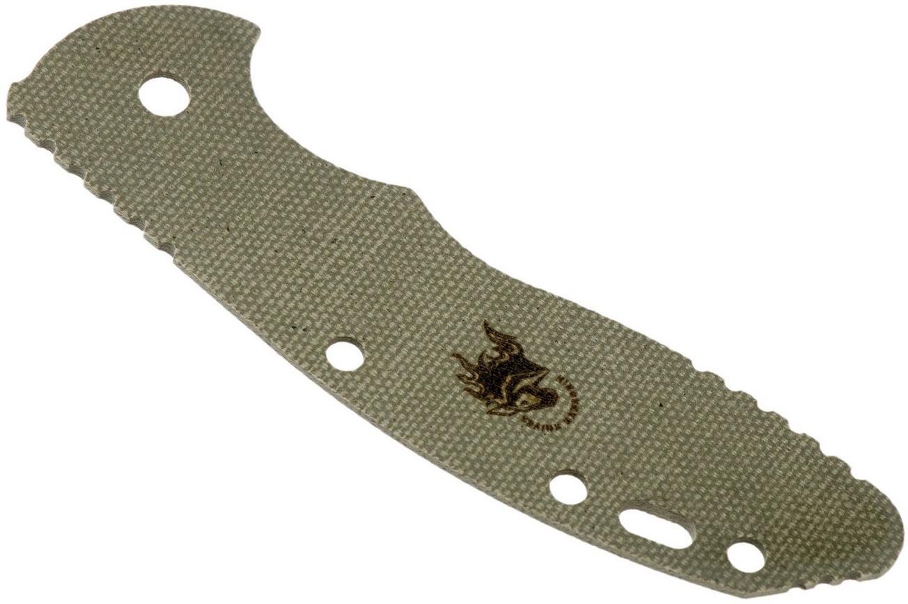 Rick Hinderer XM18 3,5” greepschaal, Smooth Green Canvas Micarta