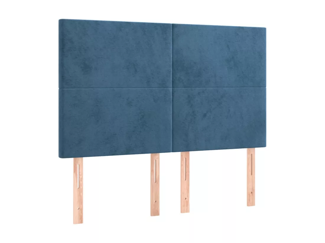 Sommier tapissier matelas et LED Bleu foncé 140x190 cm Velours