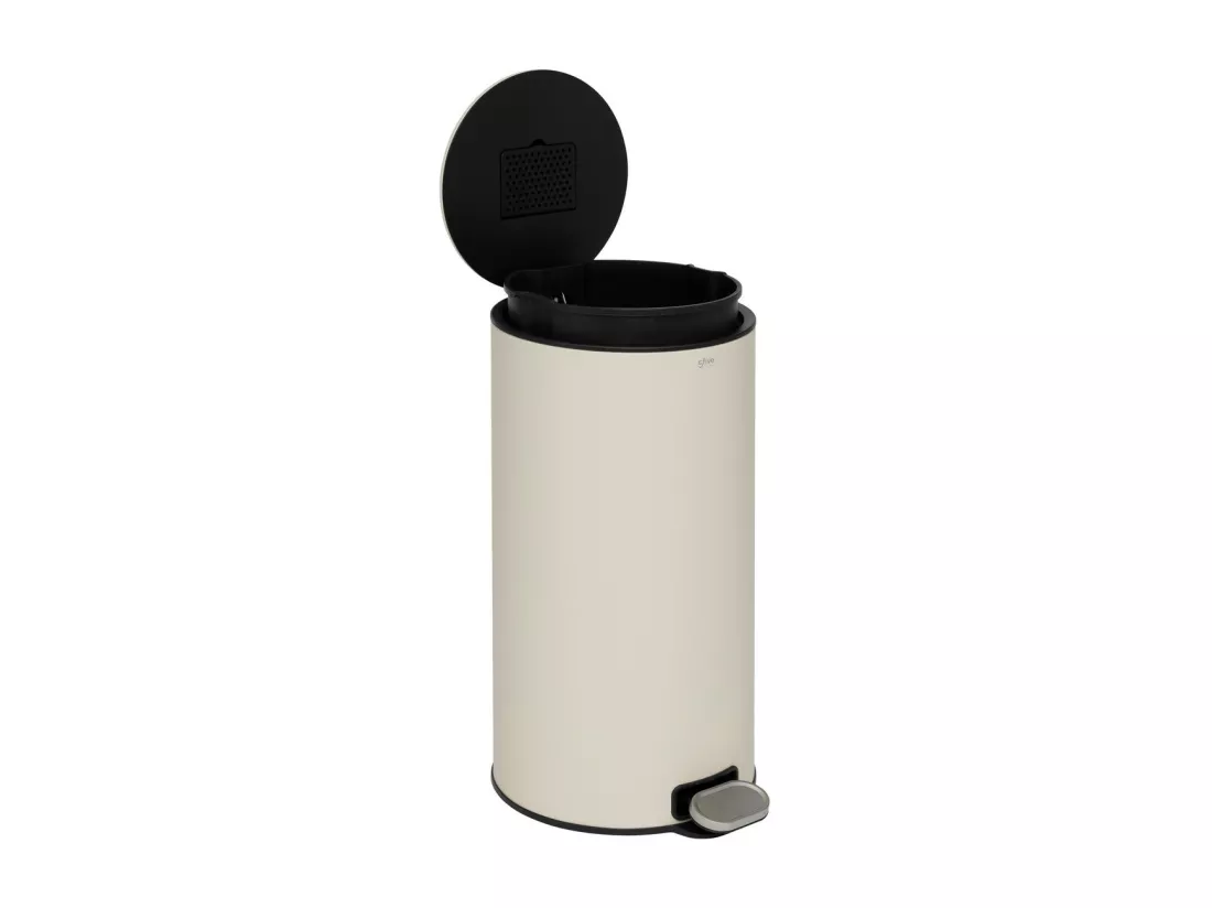 Poubelle ronde 30 Litres en Métal Beige argile
