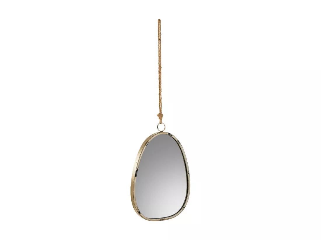 Miroir mural en métal et corde doré 25x2.5x36h