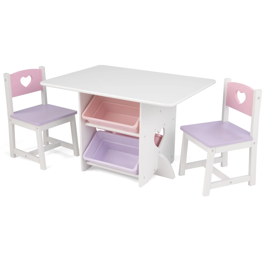 KidKraft® Tisch- und Stuhlset Herzchen weiß  rosa