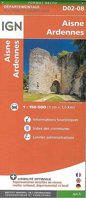 IGN - D02 08 AISNE ARDENNES ECHELLE 1 150 000