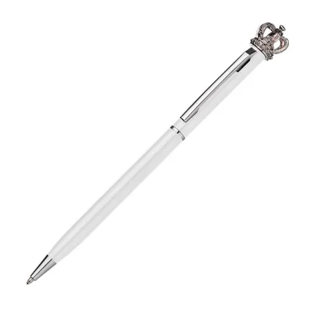 Macma Drehkugelschreiber aus Metall mit Krone, weiß