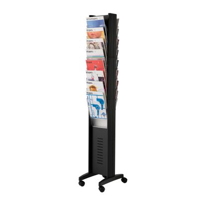 Présentoir mobile double face - 16 cases pour documents format A4 - noir