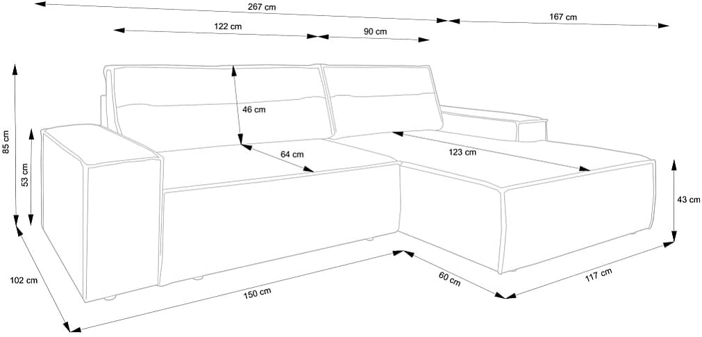 Vente-unique-Ecksofa mit Schlaffunktion - Ecke Rechts - Cord - Beige - Amelia