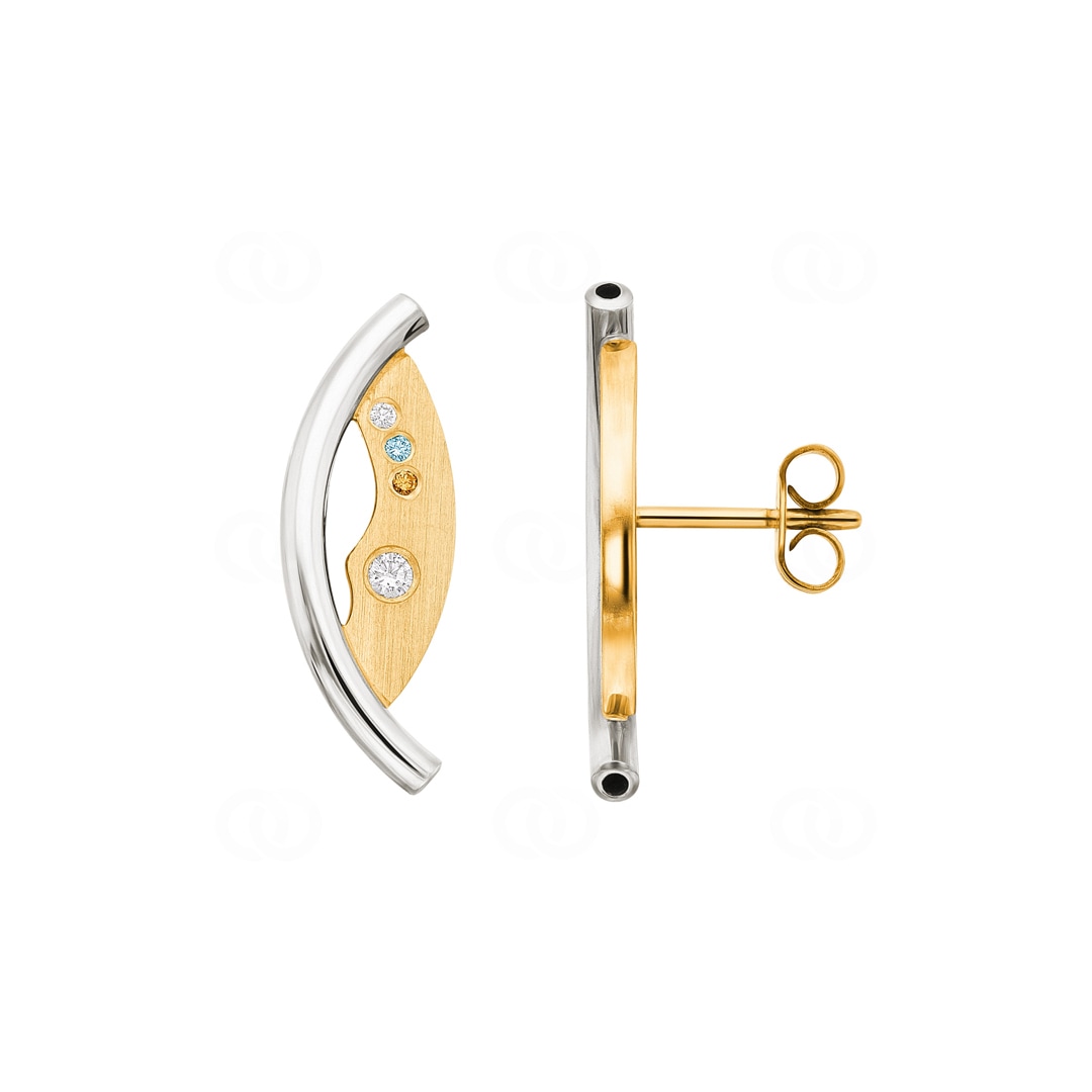 Ohrhänger 750/18 K Gelb-/ Weissgold mit farbigen Diamanten 0.10 ct