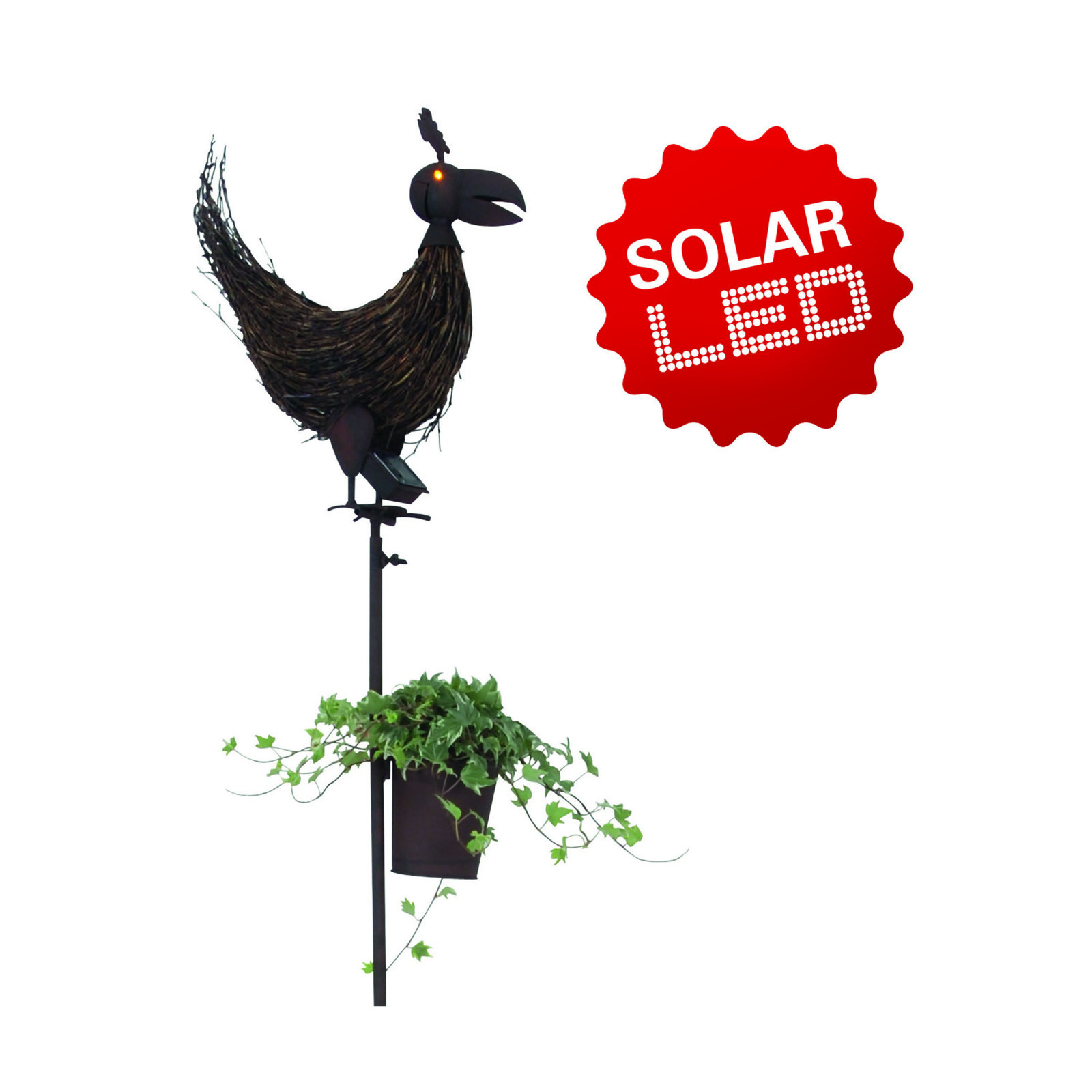 LED-Solar-Erdspieß HUHN - rost - 169 cm hoch
