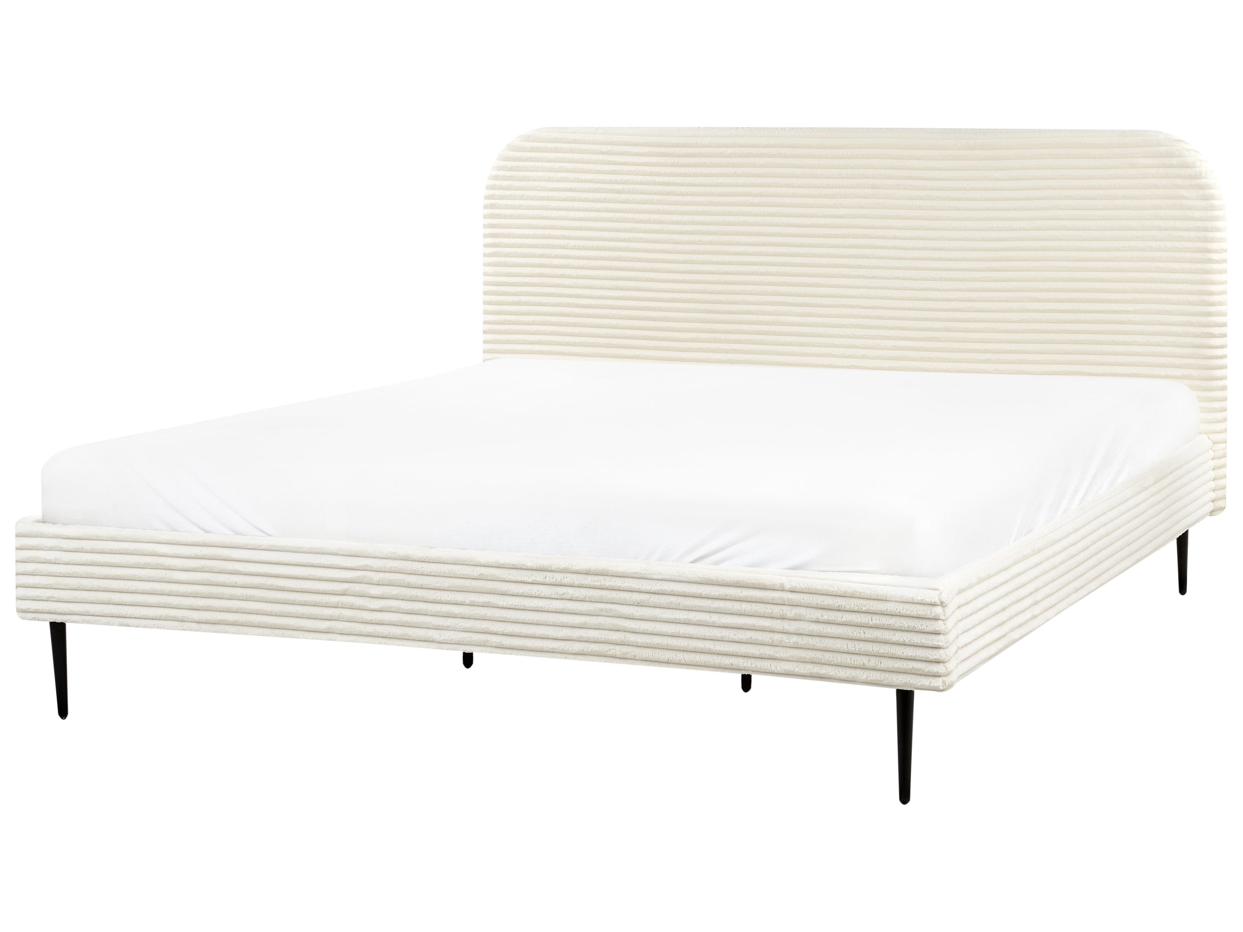 Bed Corduroy FLAYAT 180 x 200 cm Gebroken wit