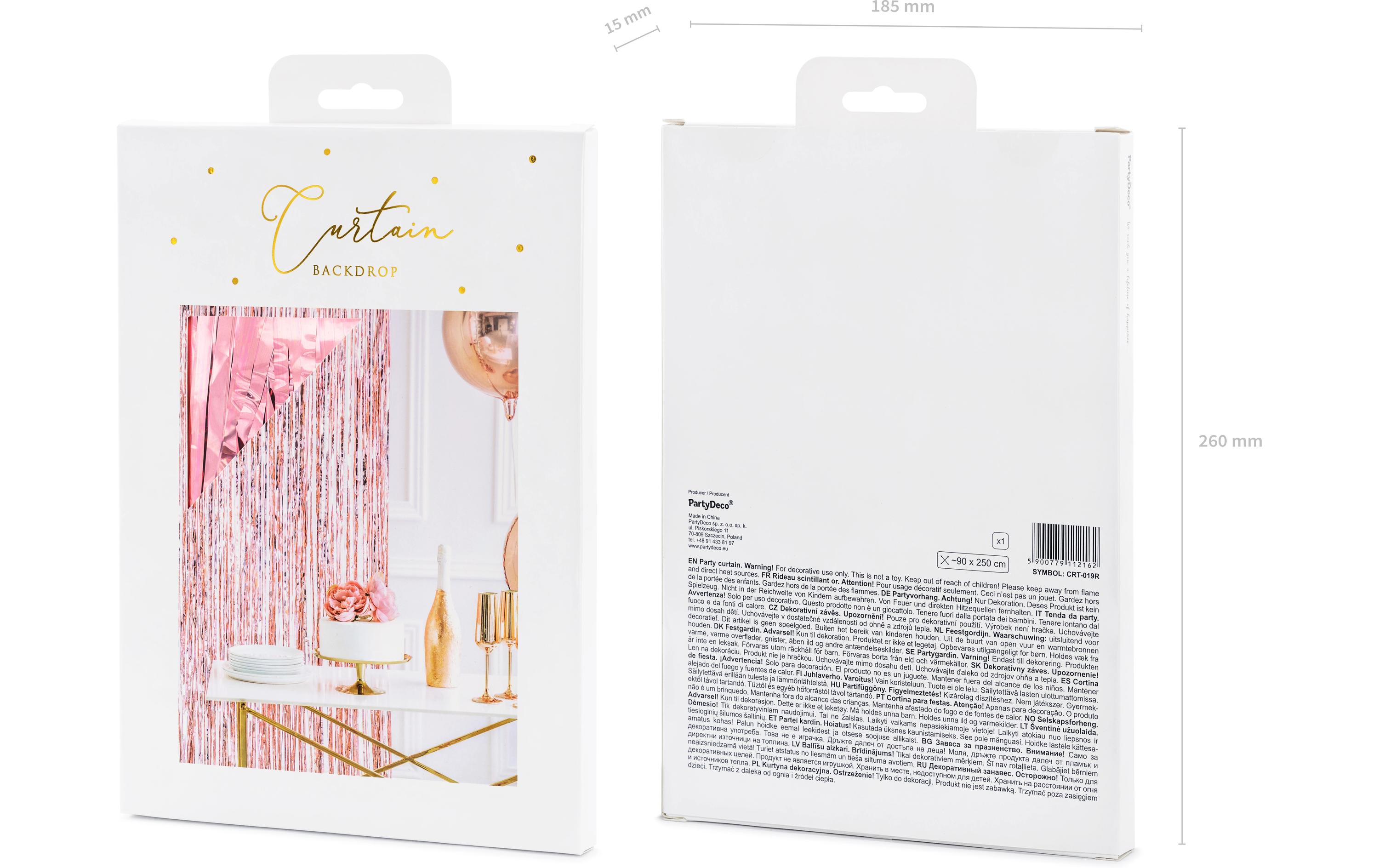 Partyaccessoire Vorhang 90 x 250 cm, RoségoldLametta Vorhang für Geburtstage und andere Feste