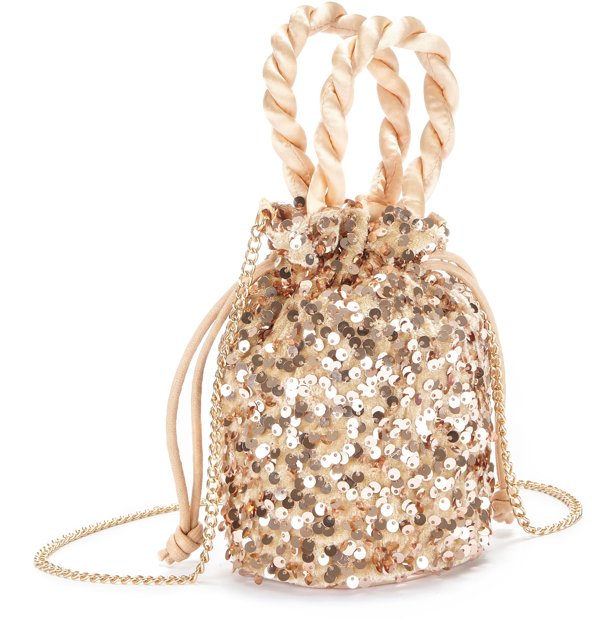 Vivance Umhängetasche Beuteltasche, Partytasche mit Glitzer, Schultertasche, Minibag, VEGAN