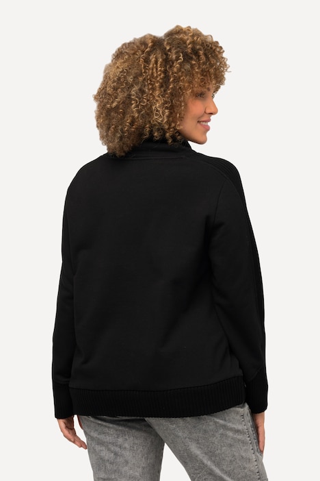 Sweatshirt, Rippeinsätze, Stehkragen, Langarm