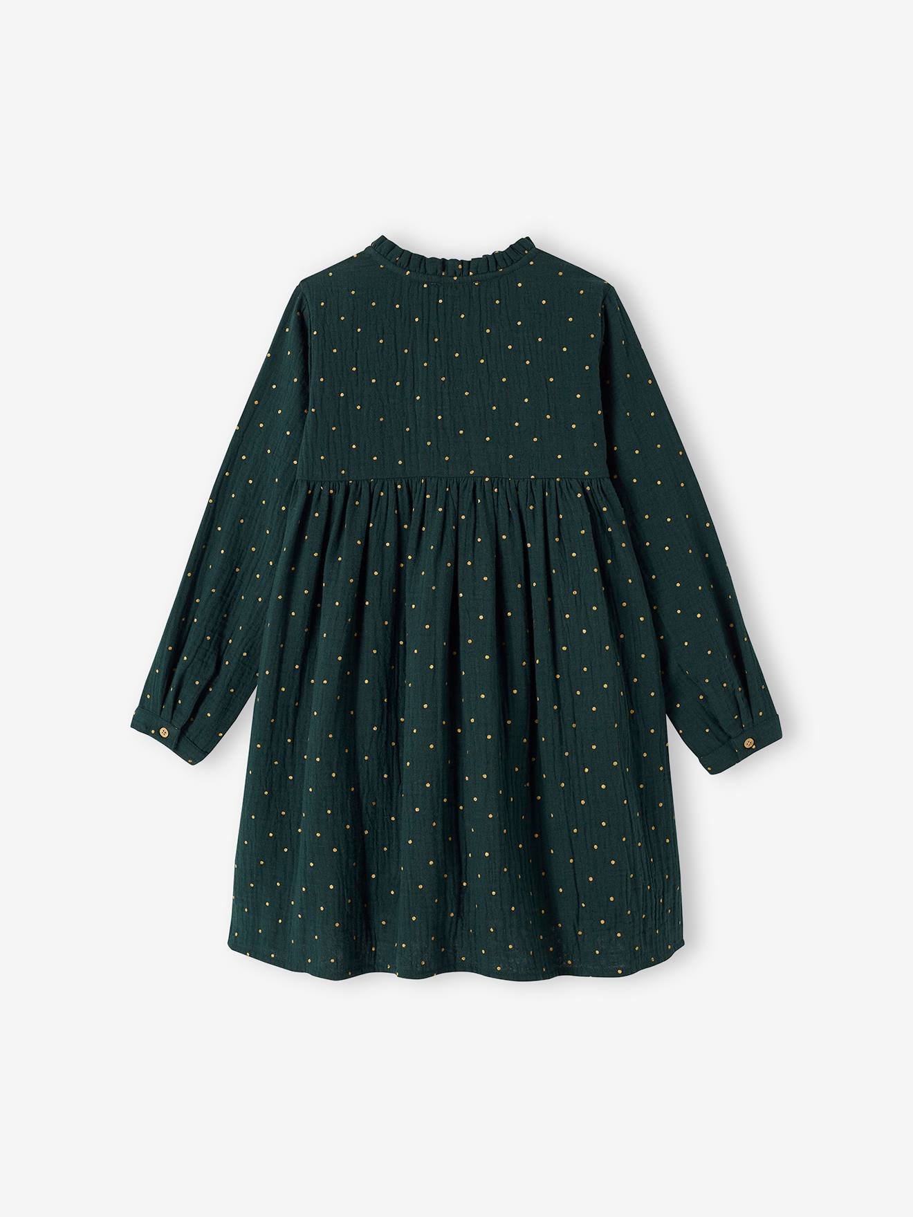 Vestido marrom médio estampado para meninas