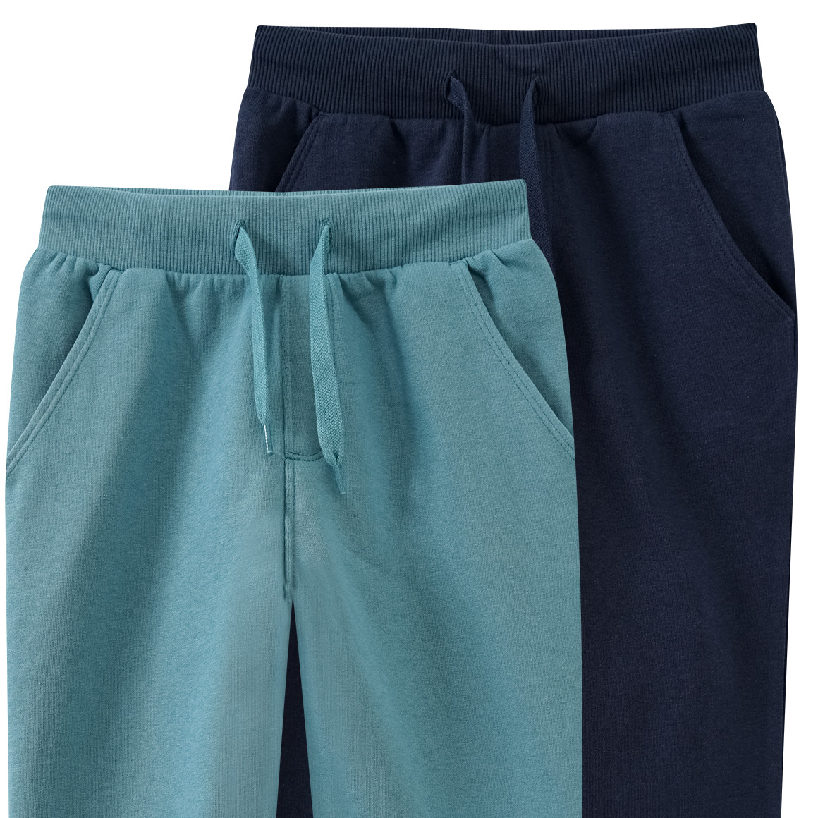 Famy 2 Jungen Jogginghosen mit Tunnelzug dunkeltürkis / dunkelblau