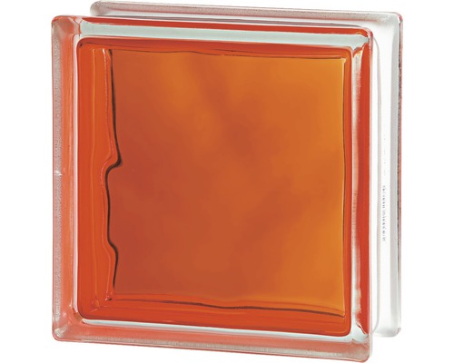 Glasblok Brilly oranje 19 x 19 x 8 cm