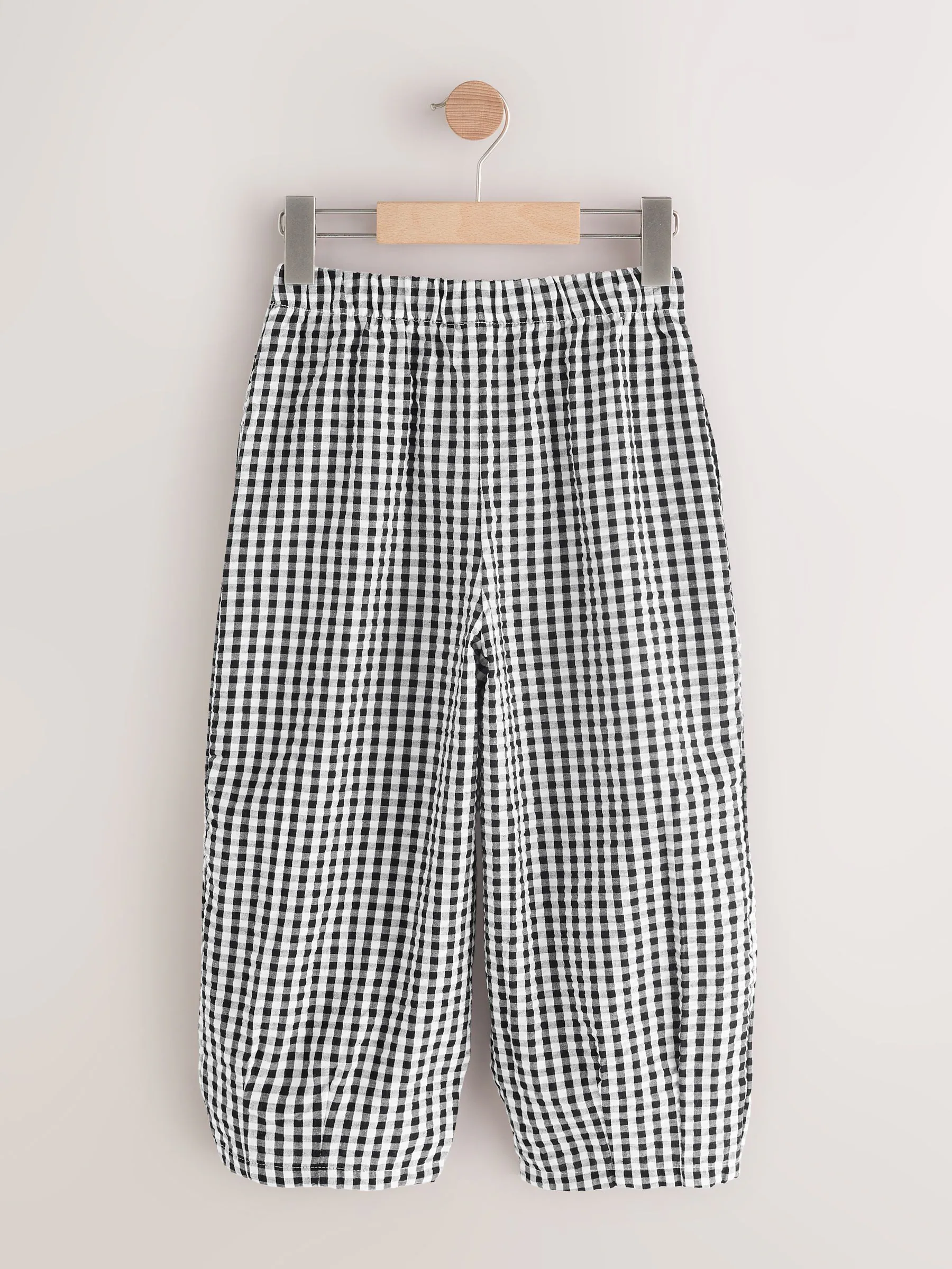 Zwarte/witte gingham-ruit - Pull-on barrelbroek (3-16jr)